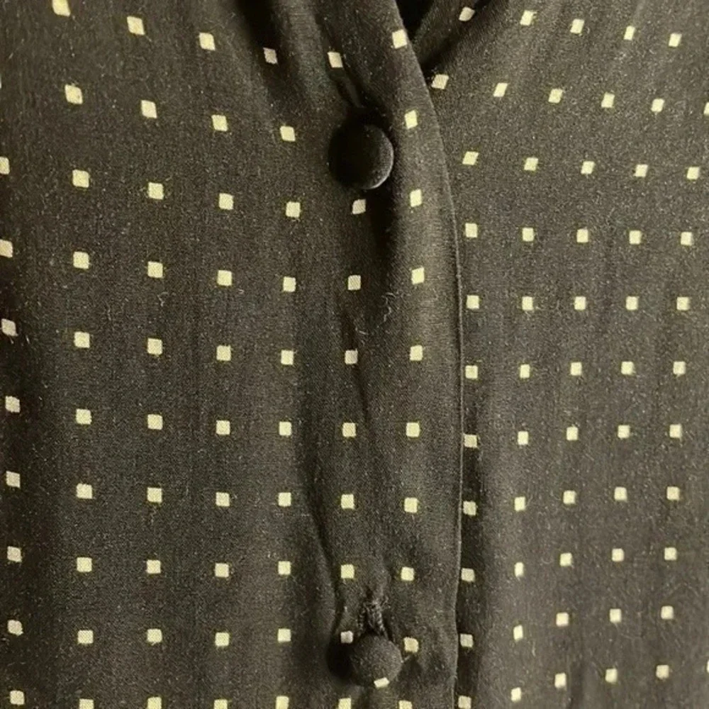 Zara Basic Black Polka Dot V-Neck Long Sleeve Blouse Professional Office Wear M - Picture 2 of 5